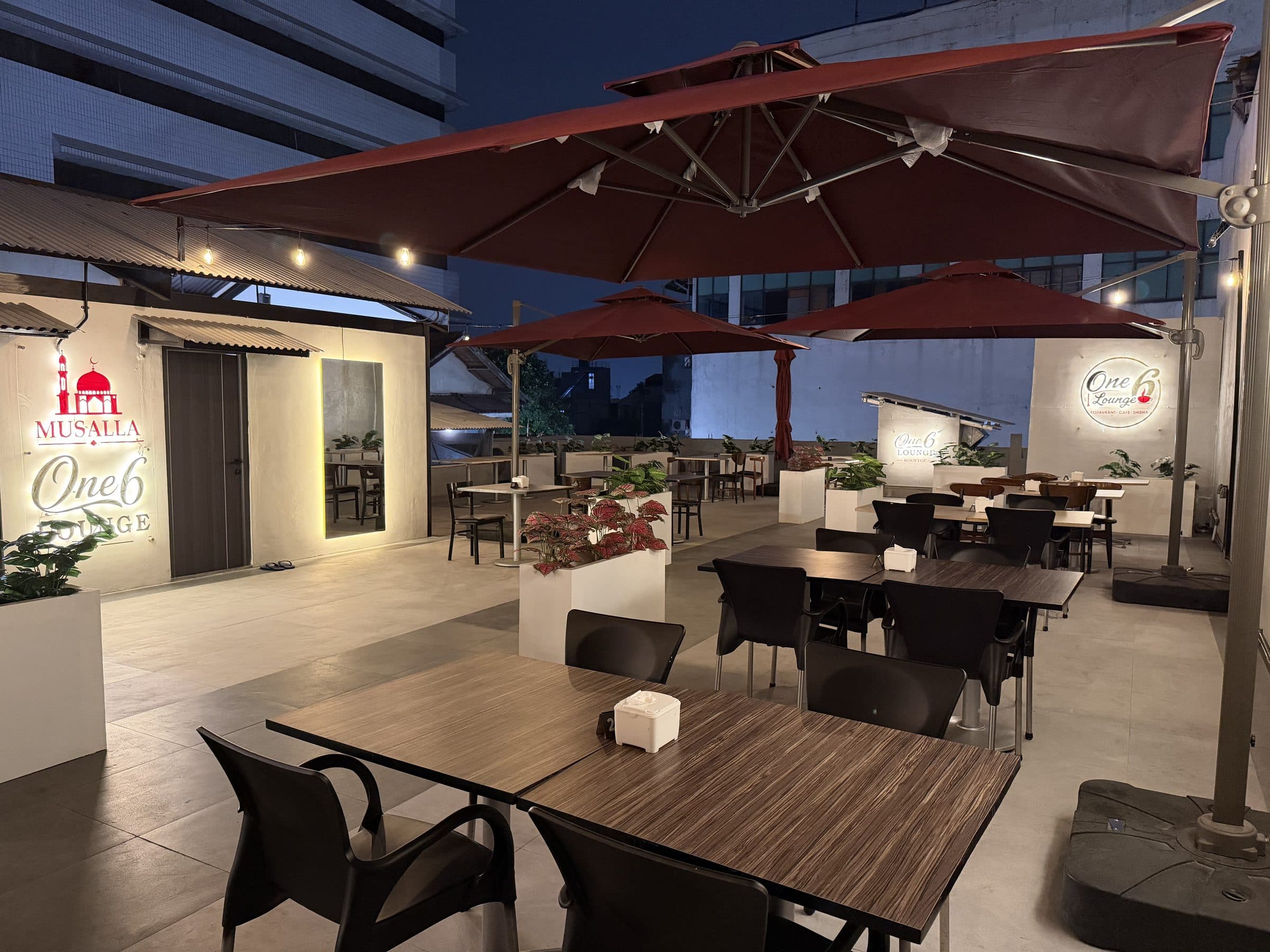 One 6 Lounge rooftop at night